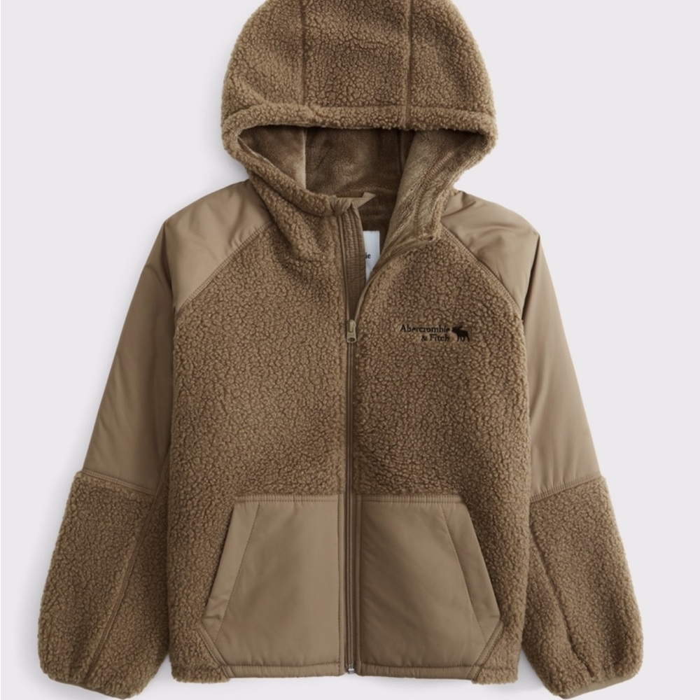 Abercrombie & Fitch Kids Brown Sherpa Zip-Up Hoodie
